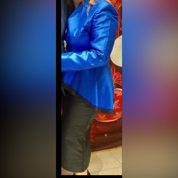 Women royal blue and black suit and skirt - Picture 2 of 2